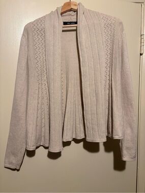 Light Cream Open-Front Knit Cardigan- Large